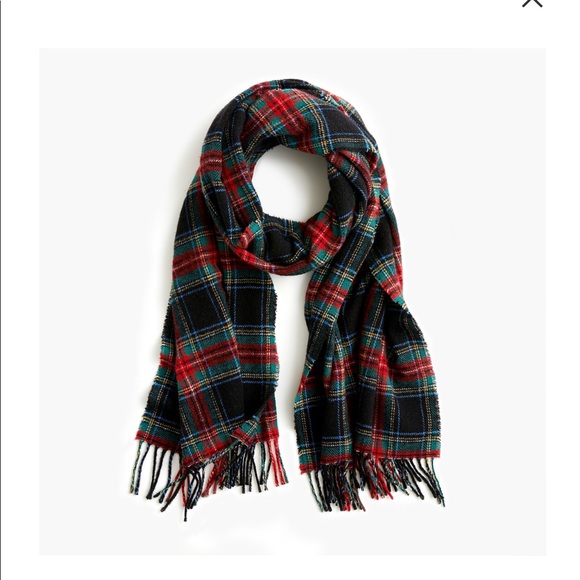 🎁 J. CREW PERFECT GIFT TARTAN SCARF W FRINGE NWT - Picture 2 of 3